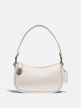 Coach Chalk Leather Shoulder Bag with Gold Hardware